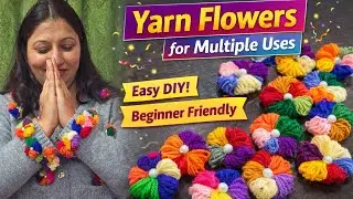 Easy Yarn Flowers DIY 🌸 | No Crochet | Multiple Uses | Beginner Friendly Craft #crafternik #diy