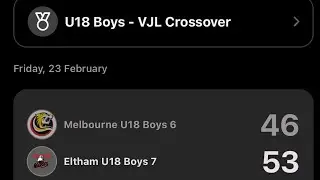 Round 1 VJL Crossover Melbourne Tigers U18.B6 Vs  Eltham Wildcats U18.B7