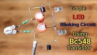 LED Blinking | 220 volt led flasher using Bc548 || LED flasher using transistor circuit