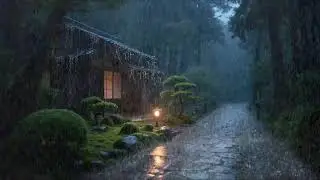 Tension mentale – Pluie continue douce – Extérieur nocturne de la maison – Calme 😌🌧️