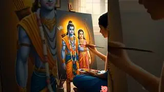 Peaceful Divine Art 🎨 Young Girl Paints Lord Ram and Mata Sita| Devotional Short #shorts