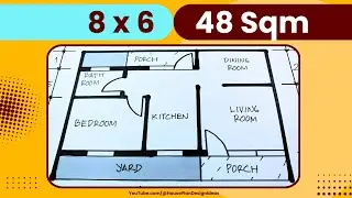 План дома 8x6 метров площадью 48 квадратных метров.