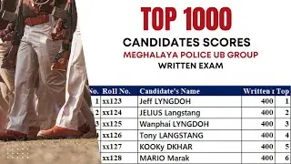 Top 1000 Candidates Score List | Meghalaya Police UB Group Result 2025 | Merit List & Cut Off