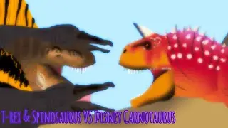 T-rex & Spinosaurus VS Disney Carnotaurus | Animation Part 2
