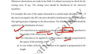 Gate Geomatics (GE) 2026| Rules for Distribution of Errors through weight & probable error|