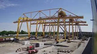 The process of erecting RMG cranes at the CLIP terminal