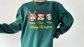 Custom Embroidered Pet Christmas Sweatshirt with dog face