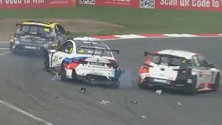 BTCC 2024 | Brands Hatch Race 1 | Start Crash
