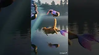 Adorable Cat Fishing at the Pond #cat #funny #peace #fish #cute #chill