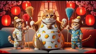 Adorable Kittens Help Mama Cat with Festive Cleaning First Lunar New Year Experience ✨🌸🐾
