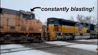 Train with a stuck horn! (with a cameo from UP 1995)