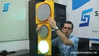 LED traffic light 300mm Red and 200mm Yellow Green (Cobweb lens) - Yellow housing