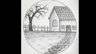 Easy House Scenery Drawing Step by Step | Pencil Sketch for Beginners