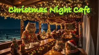 Christmas Night at the Seaside Cafe 🎄🌊 | Cozy Lofi Beats & Ocean Ambience🐈