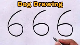 How to Draw Dog From Number 666666 | Easy Dog Drawing | Animals Drawing | Number Drawing/Dog Drawing