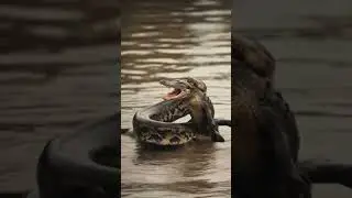 ANACONDA vs ALLIGATOR. #shorts #nature #lake #wildlife