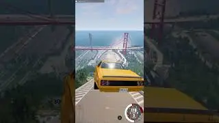 Yellow Muscle Car Stunt Game | BeamNG.drive Extreme Speed Jump Challenge