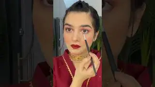 Golden Glitter Eyeshade Look With Maroon Dress #shorts #makeup #trending #viral