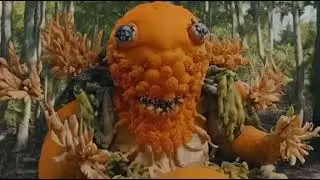 🍊 Captivating Close-Up: Rotten Orange Fruit Monster in Enchanting Forest 🌳