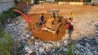 New Chapter Mighty Incredible Push Soil Clearing Trash in Water By Bulldozer KUMATSU Mini Unloading