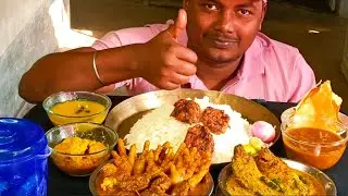 Bigbite Eating🔥Spicy Chicken Feet And Gizzard Curry,Pabda Macher Posto🐟Doi Fulkopi🥵Dal,Chingri Bora
