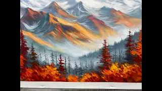 Original Mountain Oil Painting, Abstract Landscape Painting, Forest Canvas Art, Large Wall Art