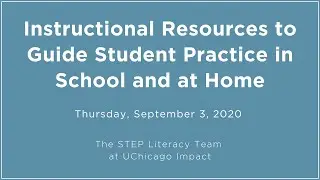 Instructional Resources to Guide Student Practice in School and at Home