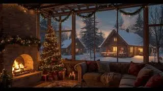 Cozy Snowy Cabin Night ❄️🔥 | Crackling Fireplace & Heavy Snowfall for Deep Sleep and Relaxation