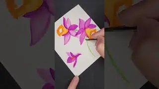 Mastering Orange and Purple Watercolor Flowers!! #art #viralshort #shorts #treanding #youtuber