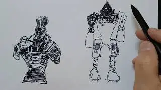 we draw the characters from the film Real Steel.