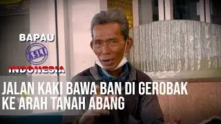 BAPAU ASLI INDONESIA - Pasti Berat! Berjalan Kaki Sambil Membawa Gerobak Yang Berisi Ban