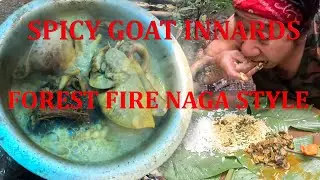 Spicy Goat Innards || forest Cooking || Naga Style.