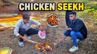 Desi Chicken Seekh Kabab Party 🔥 | Outdoor Cooking | Village Style Food Vlog @Vipul_Vlog_09 