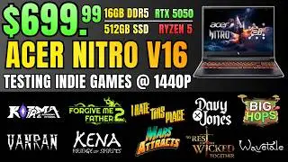 Acer Nitro V16 AI (RTX 5050) | Testing Indie Games on this Budget Laptop!