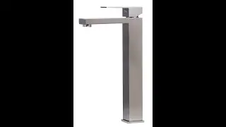 ALFI Brand AB1129-BN Brushed Nickel Vessel Square Spout Brass Bathroom Sink Faucet With Single Lever