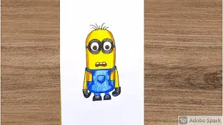 How To Draw Minion Bob step by step || Easy minion drawing||draw with me-Kanna drawing academy