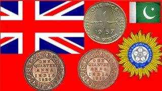 British India Quarter Ana 1919 - 1920 | Pakistan 1 Paisa 1957