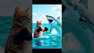 cat vs shark 🦈 fat#ai #3danimation#viral #shorts