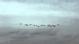 Spitfire formation at Duxford Battle of Britain air show