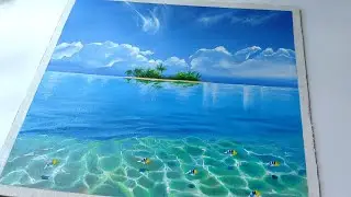 Tropical paradise🏝🐠 #acrylicpainting#realisticoainting#paintingtutorial#asmr#Acrylgemälde#107