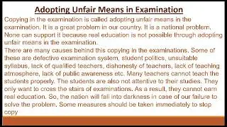 Adopting unfair means in examination | Paragraph writing | the english school