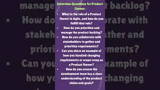 Interview Question for Product Owner