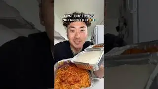 First Time Trying Nigerian Food 🥘🇳🇬 #nigeria #fufu #agusi #jollof #eatingshowasmr #trending