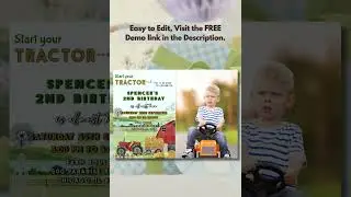Editable Farm Tractor Photo Birthday Invitation, Start Your Tractor and Get it in Gear to Celebrate