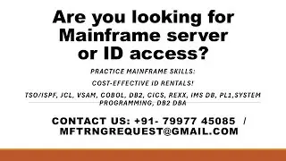 Mainframe IDs for Rent Mainframe Server Access from your home Practice Mainframe Skills