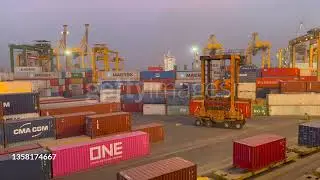 Freight Transportation Shipping Container at Chittagong Port Bangladesh. Stock Footage