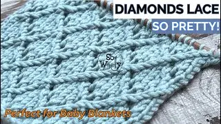 The Diamond Lace Stitch I Used for My Favorite Baby Blanket - So Woolly