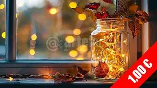 Autumn Mason Jar Fairy Light Decor HD Stock Video