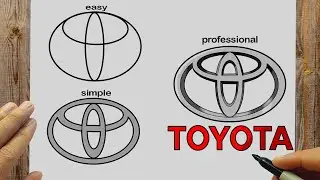 Как нарисовать логотип Toyota шаг за шагом | Простой урок по рисованию трех логотипов
