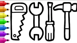 How to draw Construction Tools 🔧 | Tools Drawing, Painting and Coloring for kids | Child art